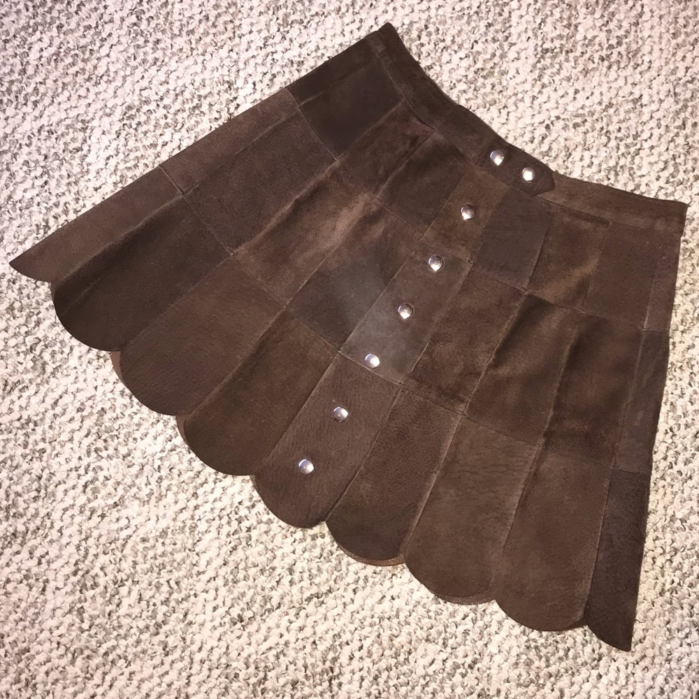Vintage Brown Suede Button Front Skirt